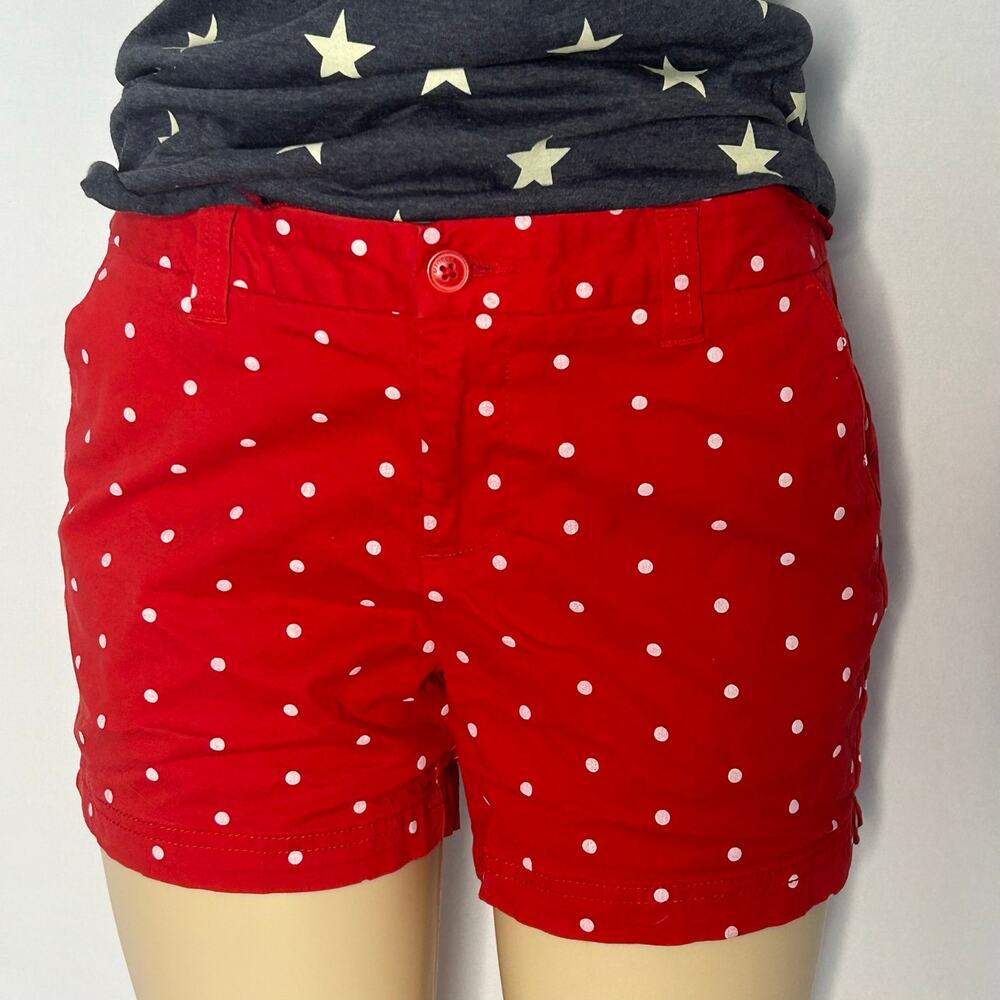Magellan Outdoors Red White Polka Dot Shorts Women’s Size 8 Chino Summer